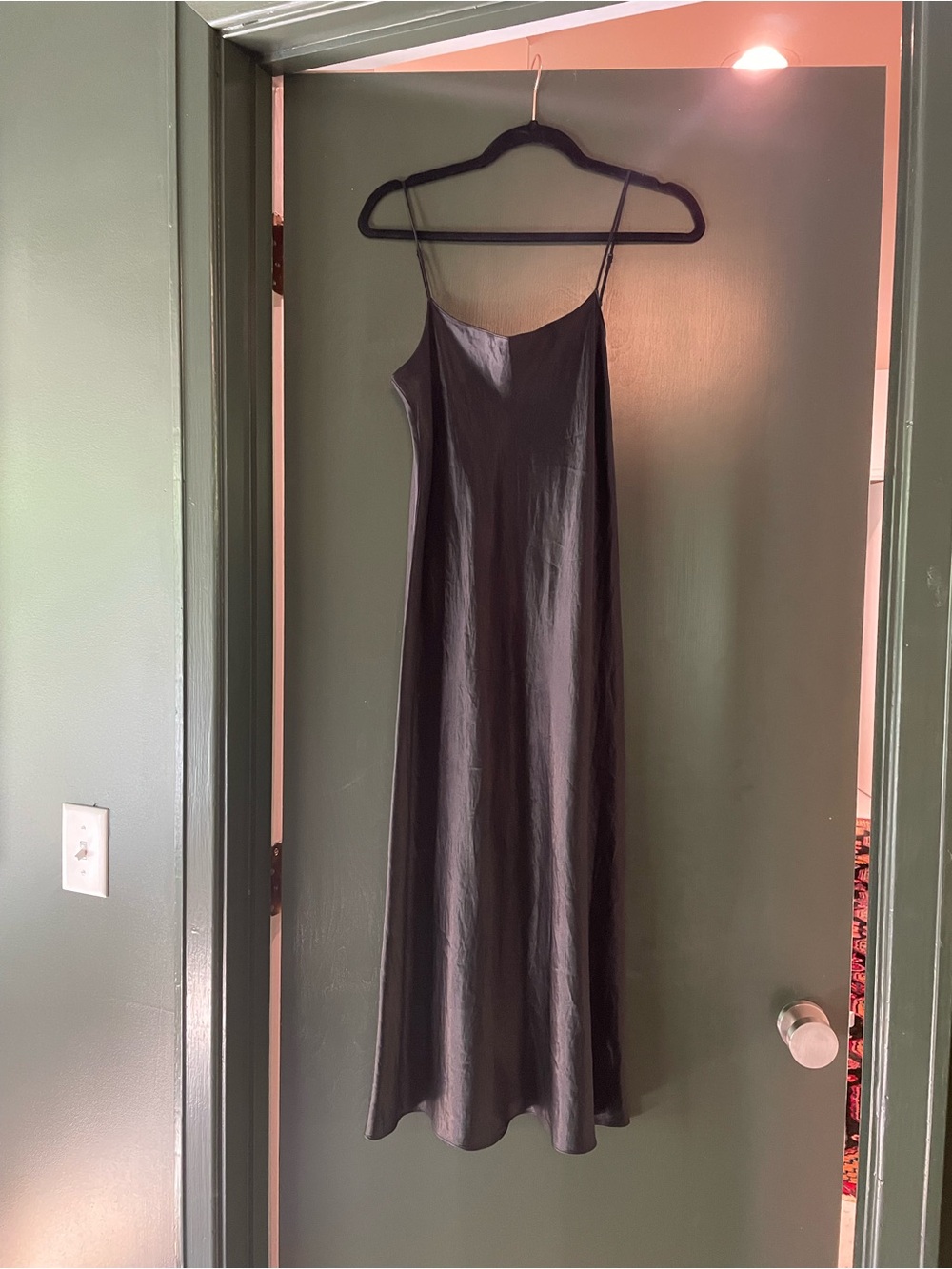 Vince Black Satin Midi Slip Dress